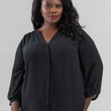 PINTUCK BLOUSE - Black plus-size - AMOUR781