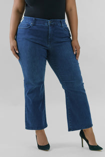 WAIST MATCH HIGH RISE MAJOR WIDE LEG JEAN plus-size - AMOUR781