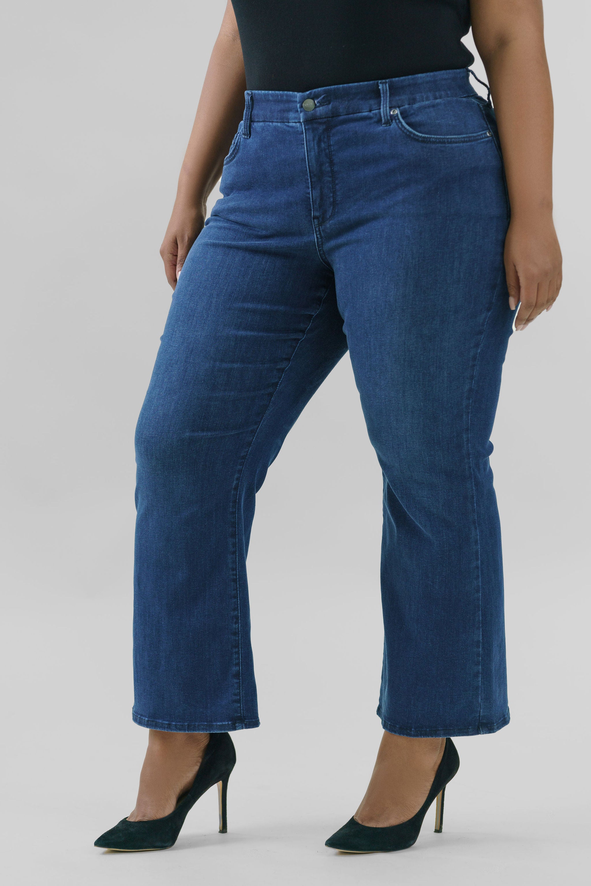 WAIST MATCH HIGH RISE MAJOR WIDE LEG JEAN plus-size - AMOUR781