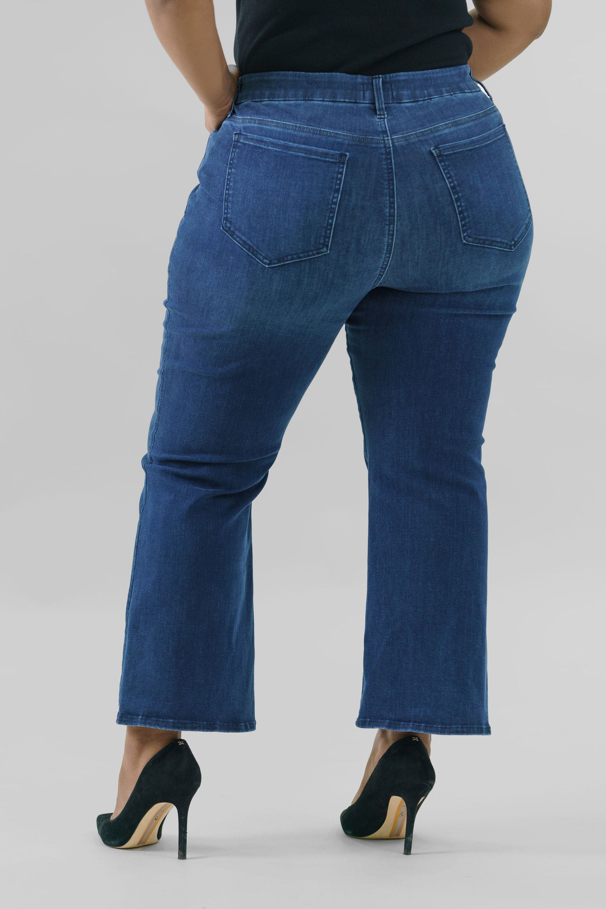 WAIST MATCH HIGH RISE MAJOR WIDE LEG JEAN plus-size - AMOUR781