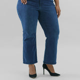 WAIST MATCH HIGH RISE MAJOR WIDE LEG JEAN plus-size - AMOUR781