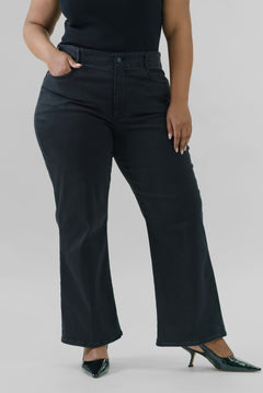 WAIST MATCH HIGH RISE MAJOR WIDE LEG JEAN plus-size - AMOUR781