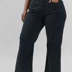 WAIST MATCH HIGH RISE MAJOR WIDE LEG JEAN plus-size - AMOUR781