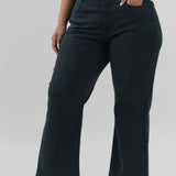 WAIST MATCH HIGH RISE MAJOR WIDE LEG JEAN plus-size - AMOUR781