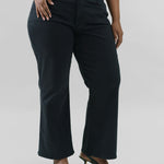 WAIST MATCH HIGH RISE MAJOR WIDE LEG JEAN plus-size - AMOUR781