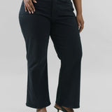 WAIST MATCH HIGH RISE MAJOR WIDE LEG JEAN plus-size - AMOUR781