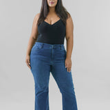 WAIST MATCH HIGH RISE MAJOR WIDE LEG JEAN plus-size - AMOUR781