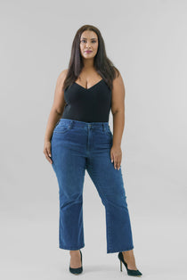 WAIST MATCH HIGH RISE MAJOR WIDE LEG JEAN plus-size - AMOUR781