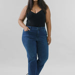 WAIST MATCH HIGH RISE MAJOR WIDE LEG JEAN plus-size - AMOUR781