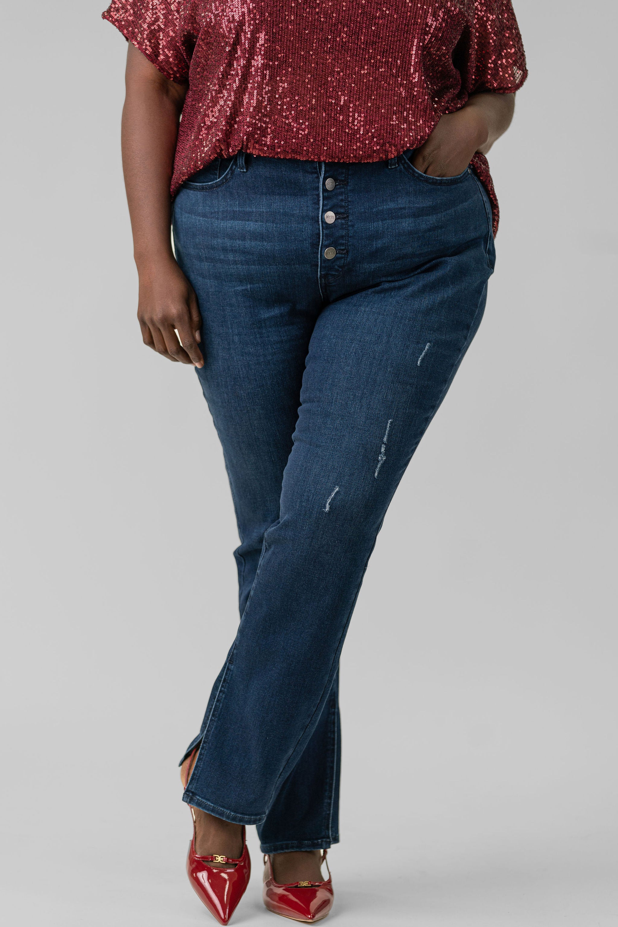 ALINA HIGH RISE BUTTON FLY JEANS plus-size - AMOUR781