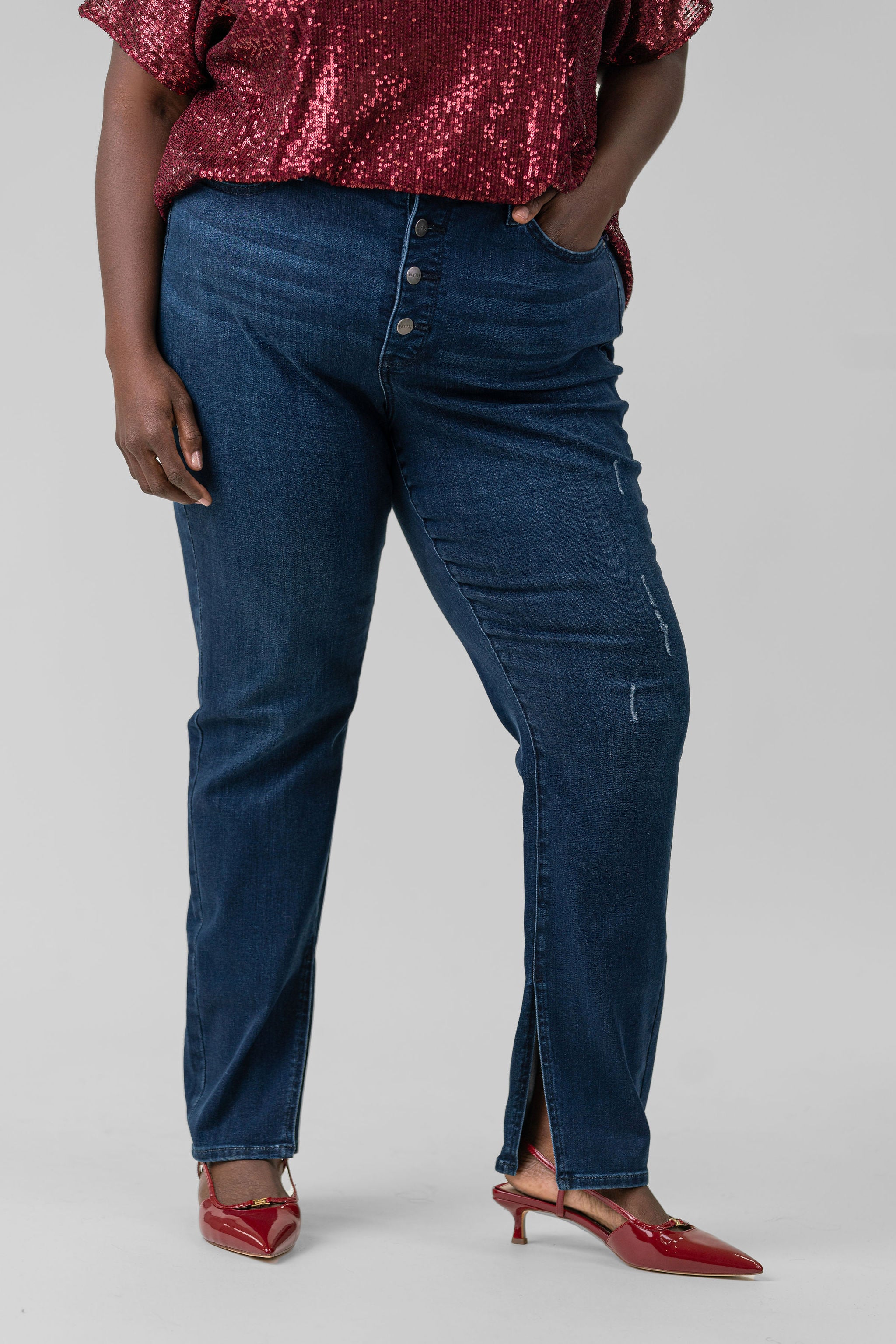 ALINA HIGH RISE BUTTON FLY JEANS plus-size - AMOUR781