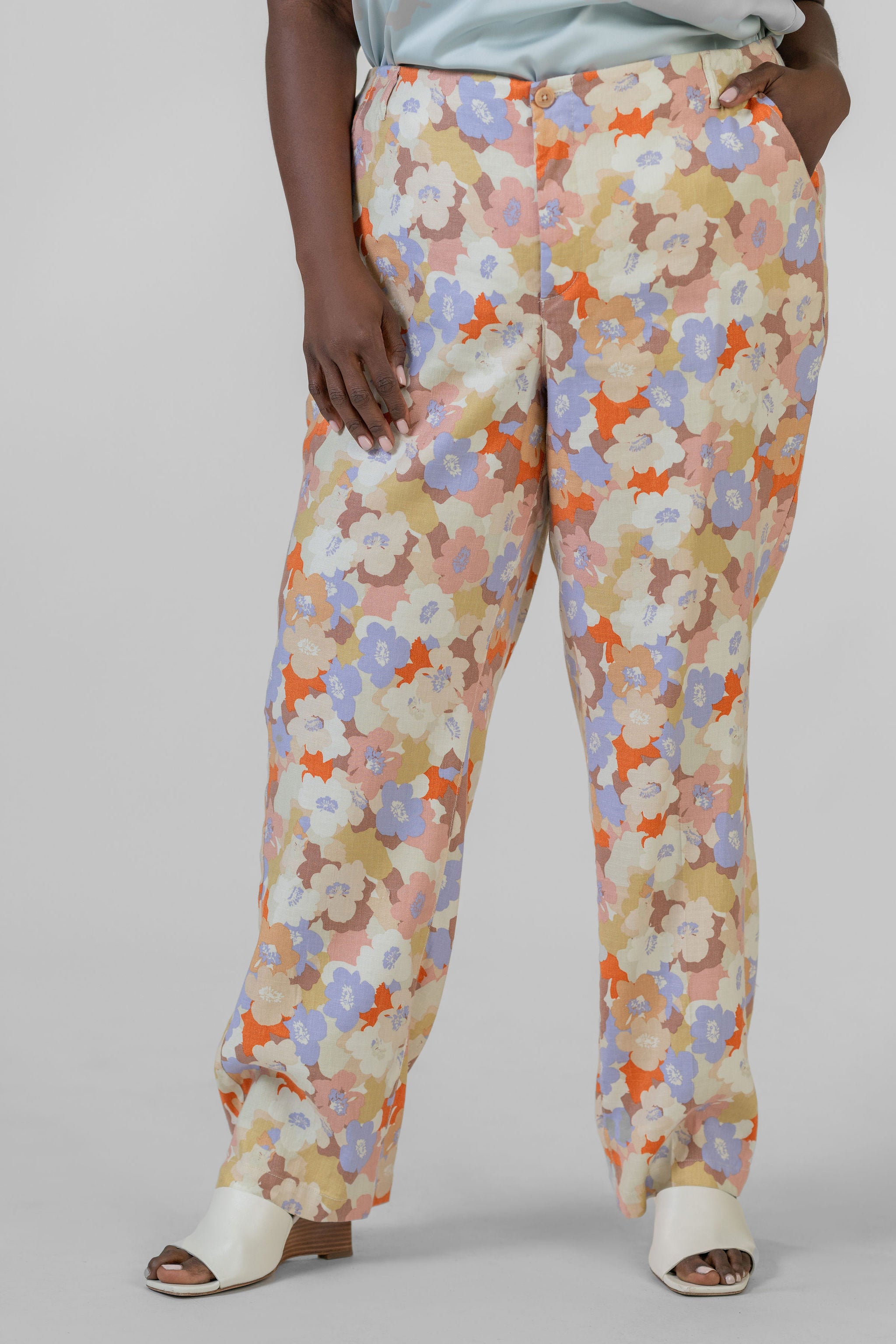MARILYN LINEN BLEND TROUSERS plus-size - AMOUR781