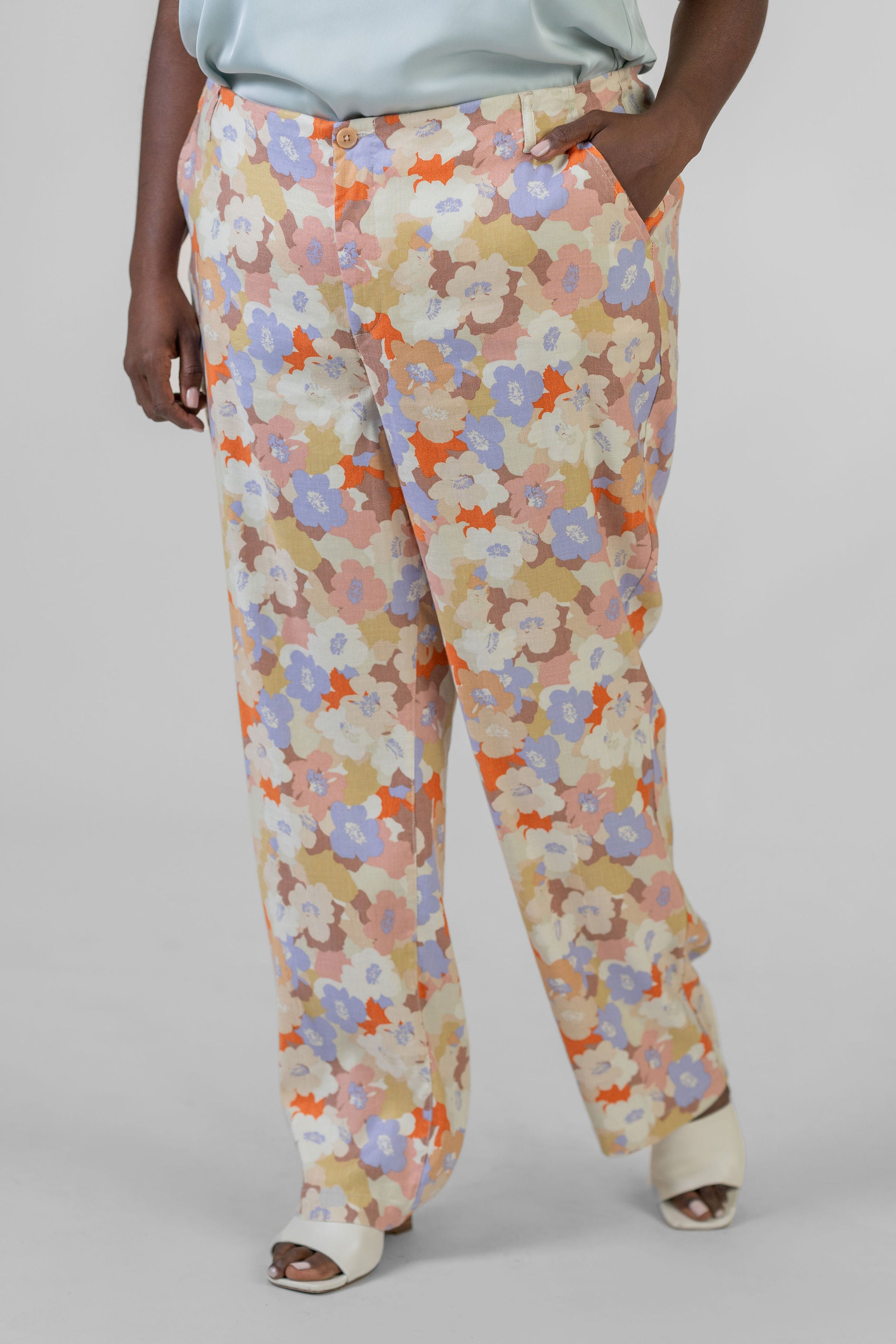 MARILYN LINEN BLEND TROUSERS plus-size - AMOUR781