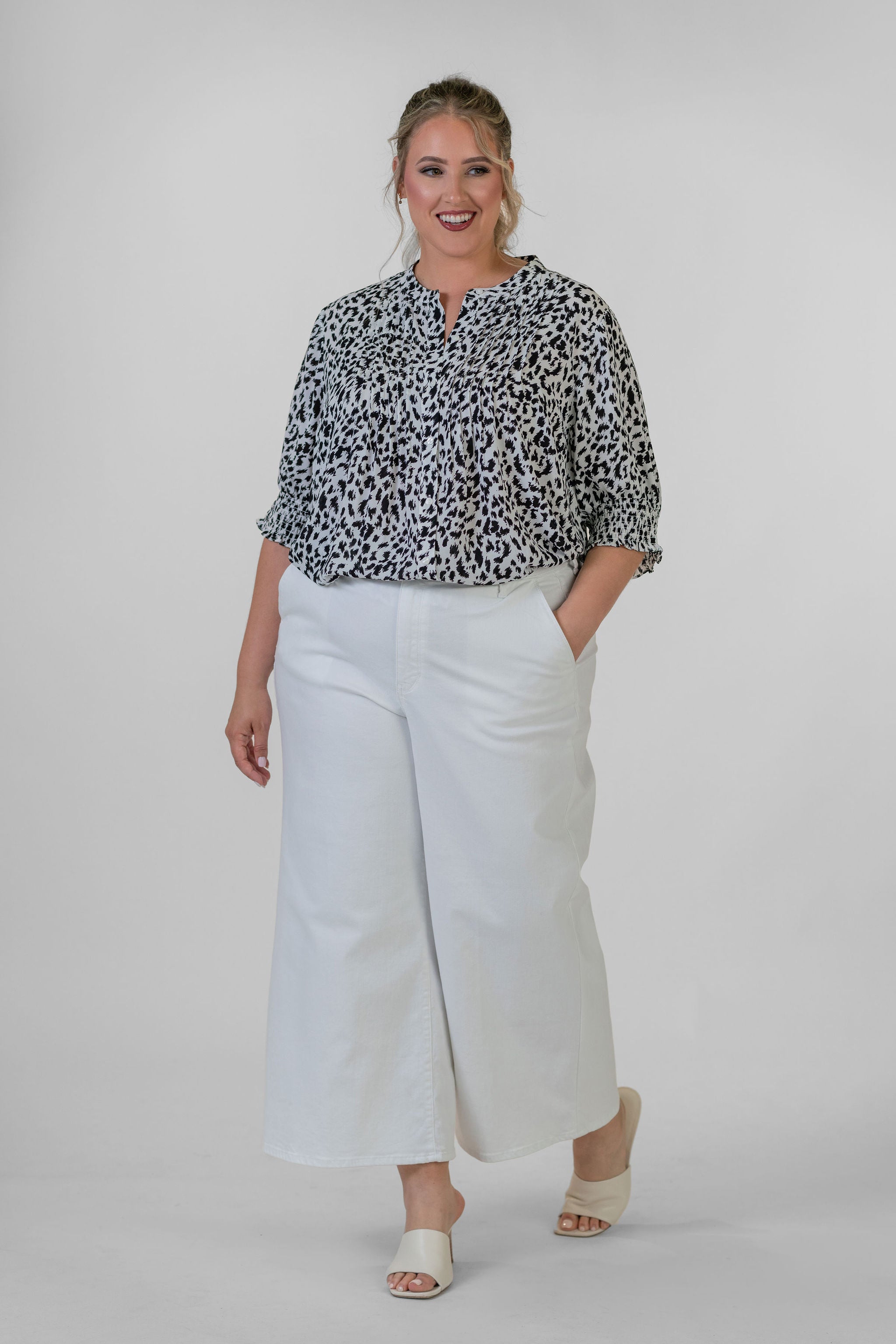MONA WIDE LEG TROUSER ANKLE JEANS plus-size - AMOUR781