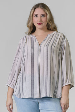 PINTUCK BLOUSE - Sasha Stripe plus-size - AMOUR781