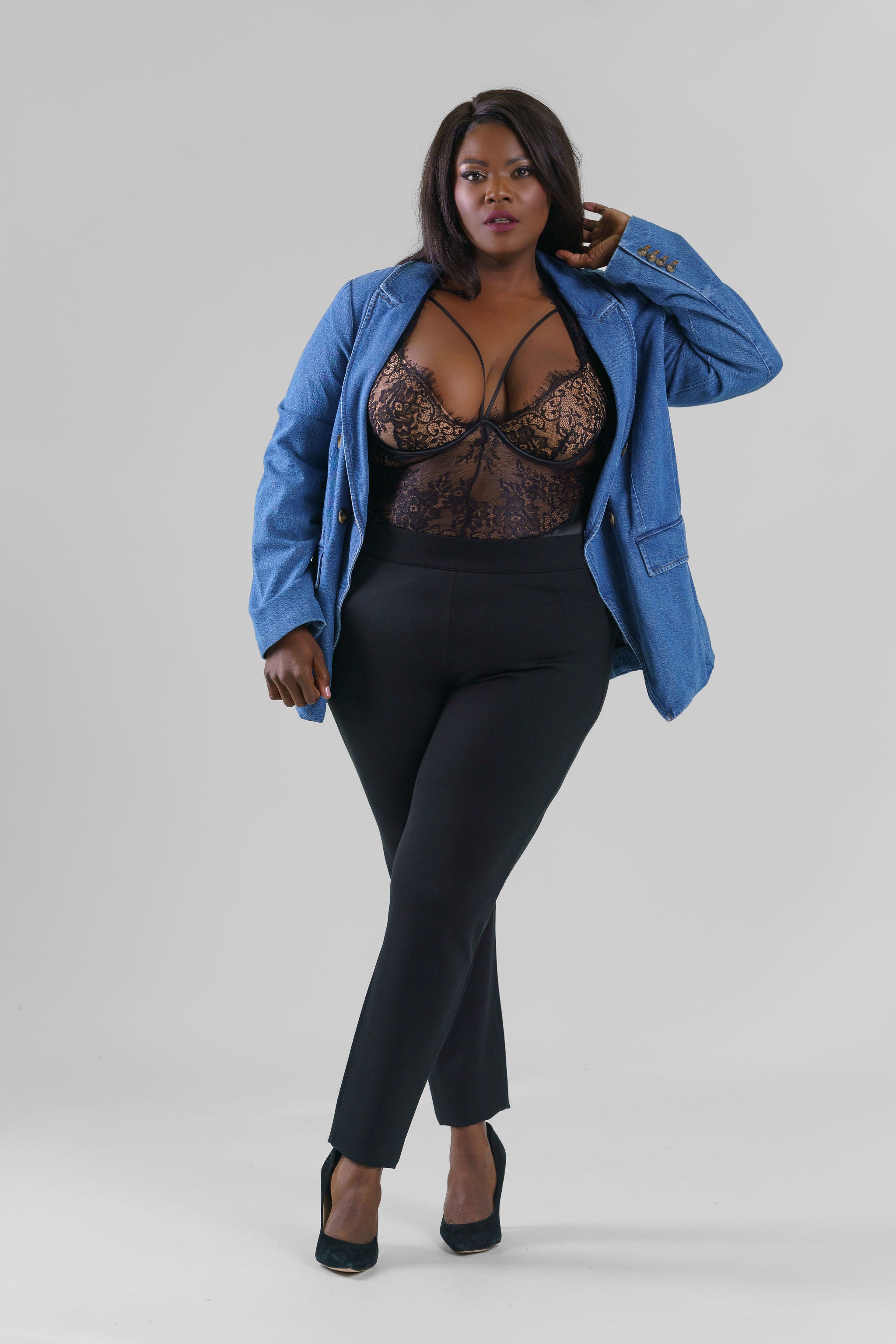 MADELYN LACE CAGE TEDDY plus-size - AMOUR781