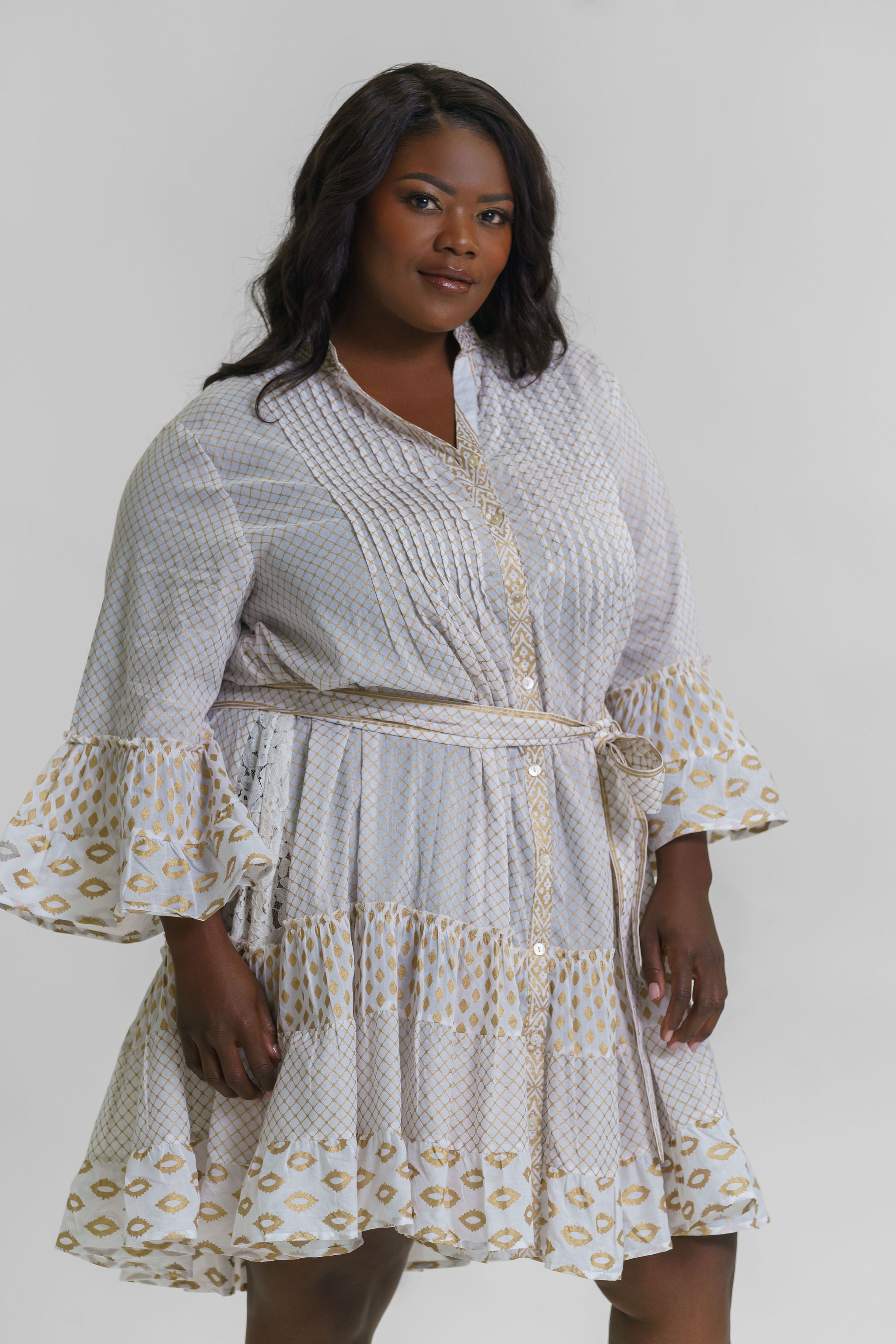 SHORT NET PRINT DRESS plus-size - AMOUR781