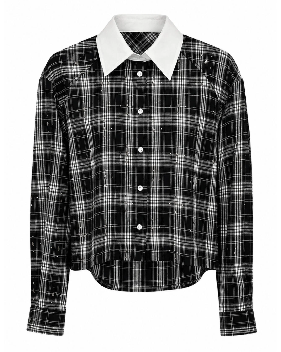 Cropped Stardust Shirt with Contrasting Collar plus-size - AMOUR781