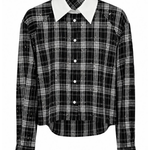 Cropped Stardust Shirt with Contrasting Collar plus-size - AMOUR781