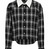 Cropped Stardust Shirt with Contrasting Collar plus-size - AMOUR781