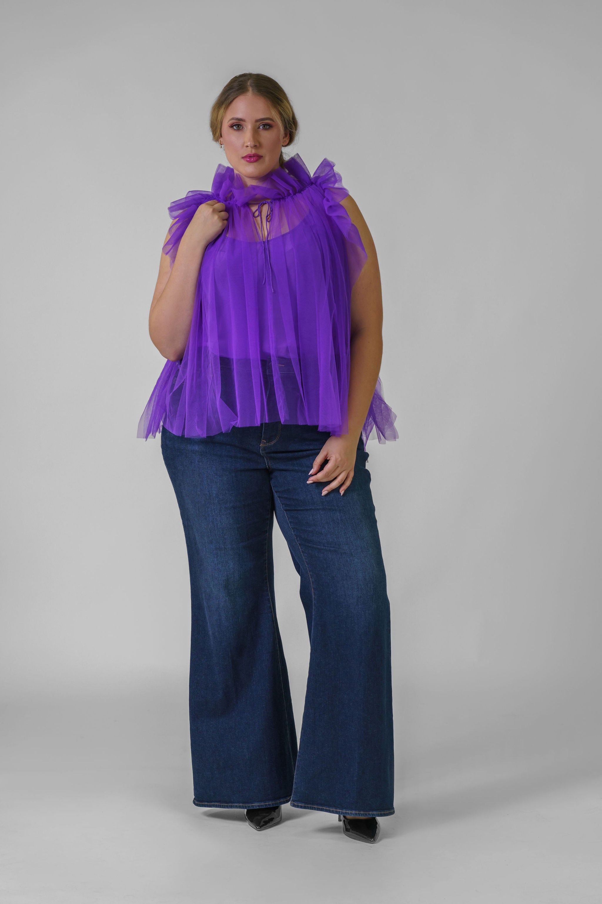TULLE TOP WITH RUFFLES plus-size - AMOUR781