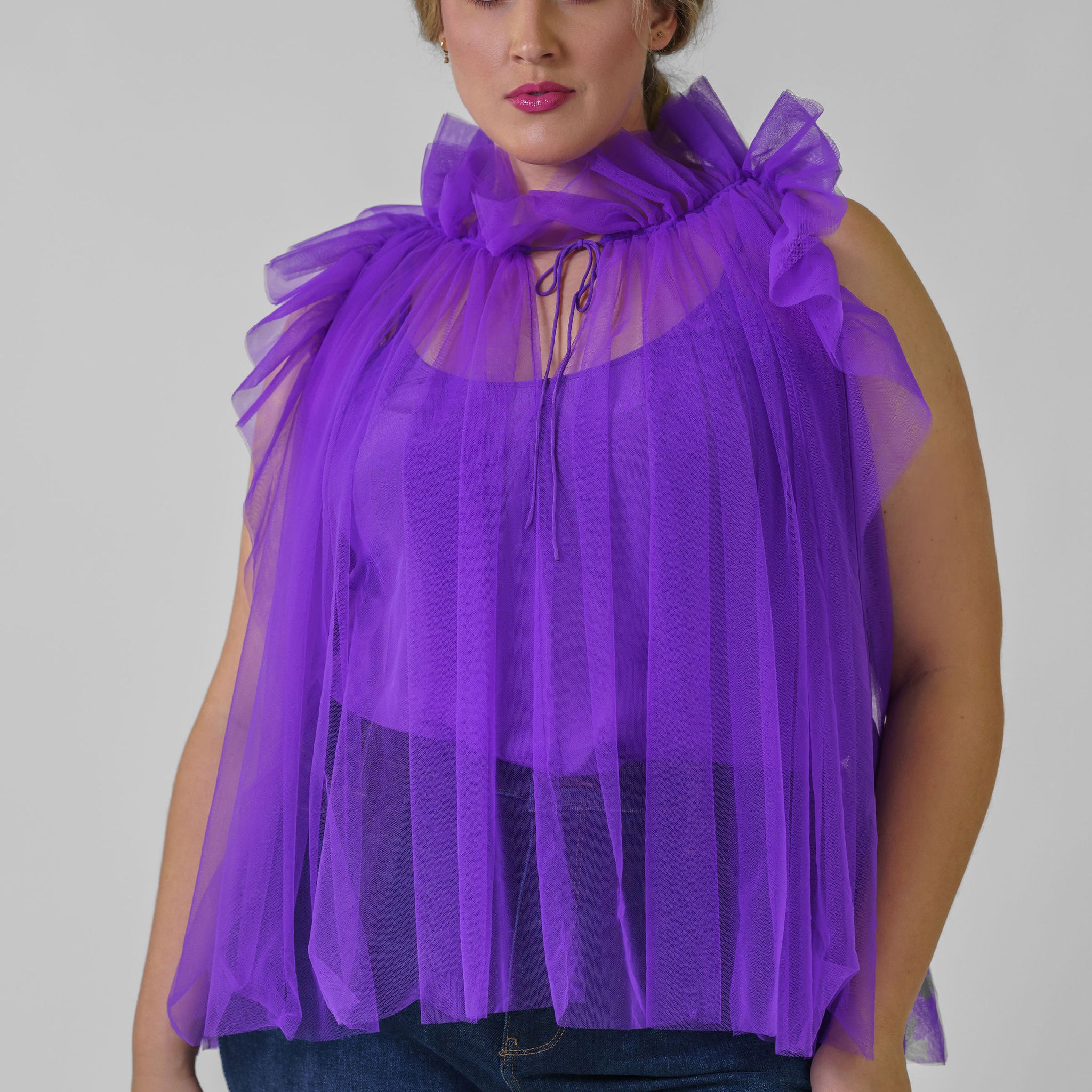 TULLE TOP WITH RUFFLES - AMOUR781