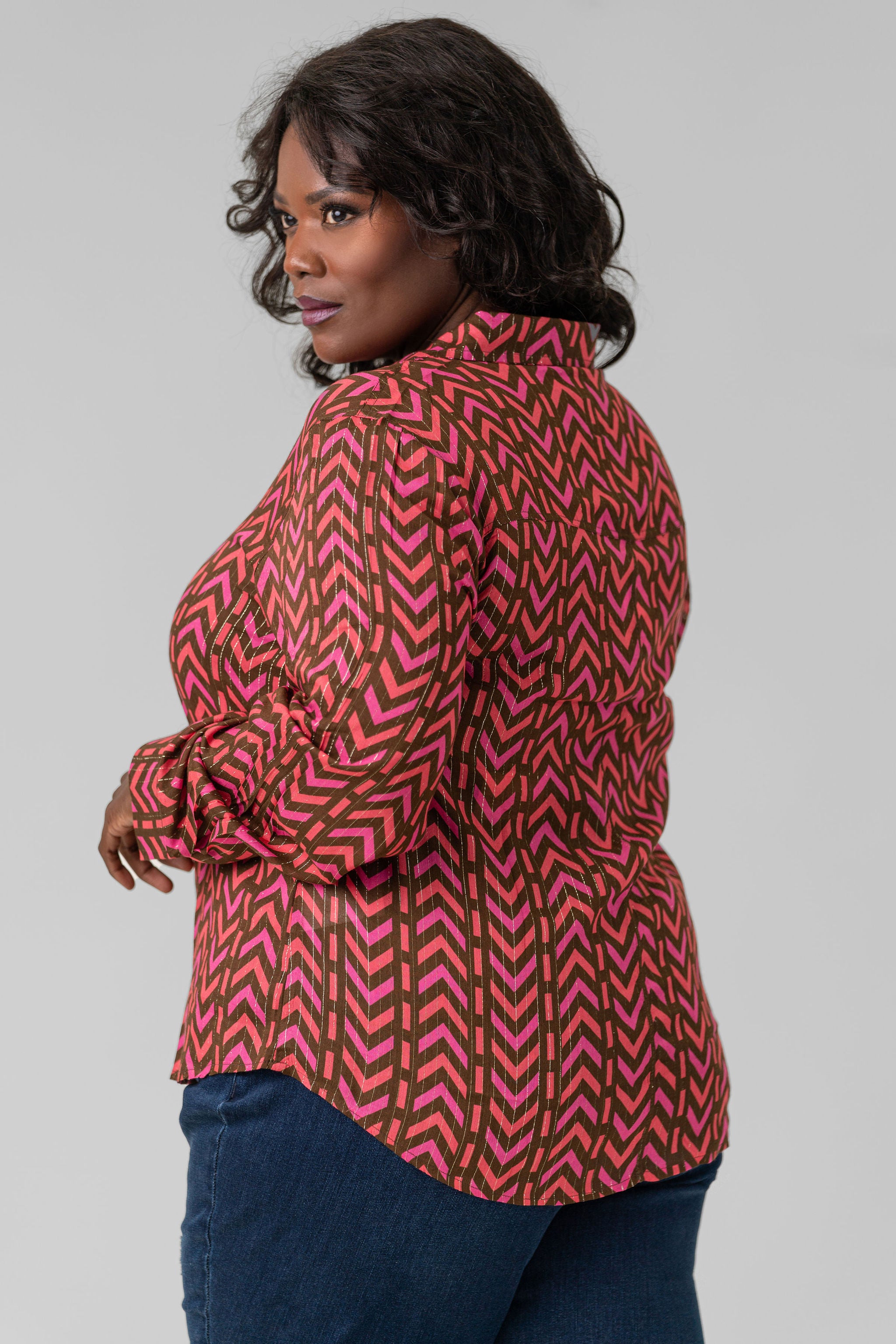 IKAT BUTTON DOWN plus-size - AMOUR781