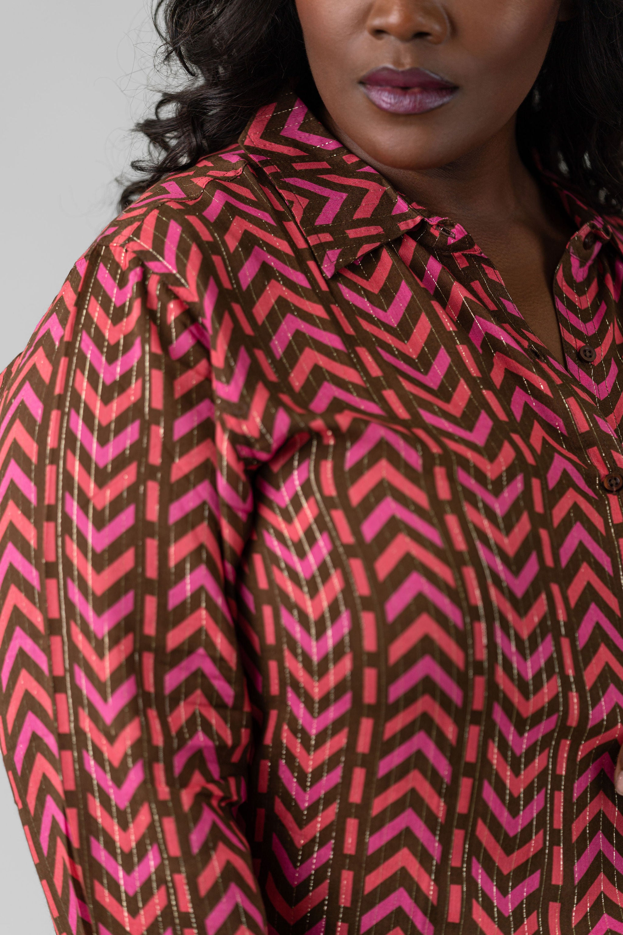 IKAT BUTTON DOWN plus-size - AMOUR781