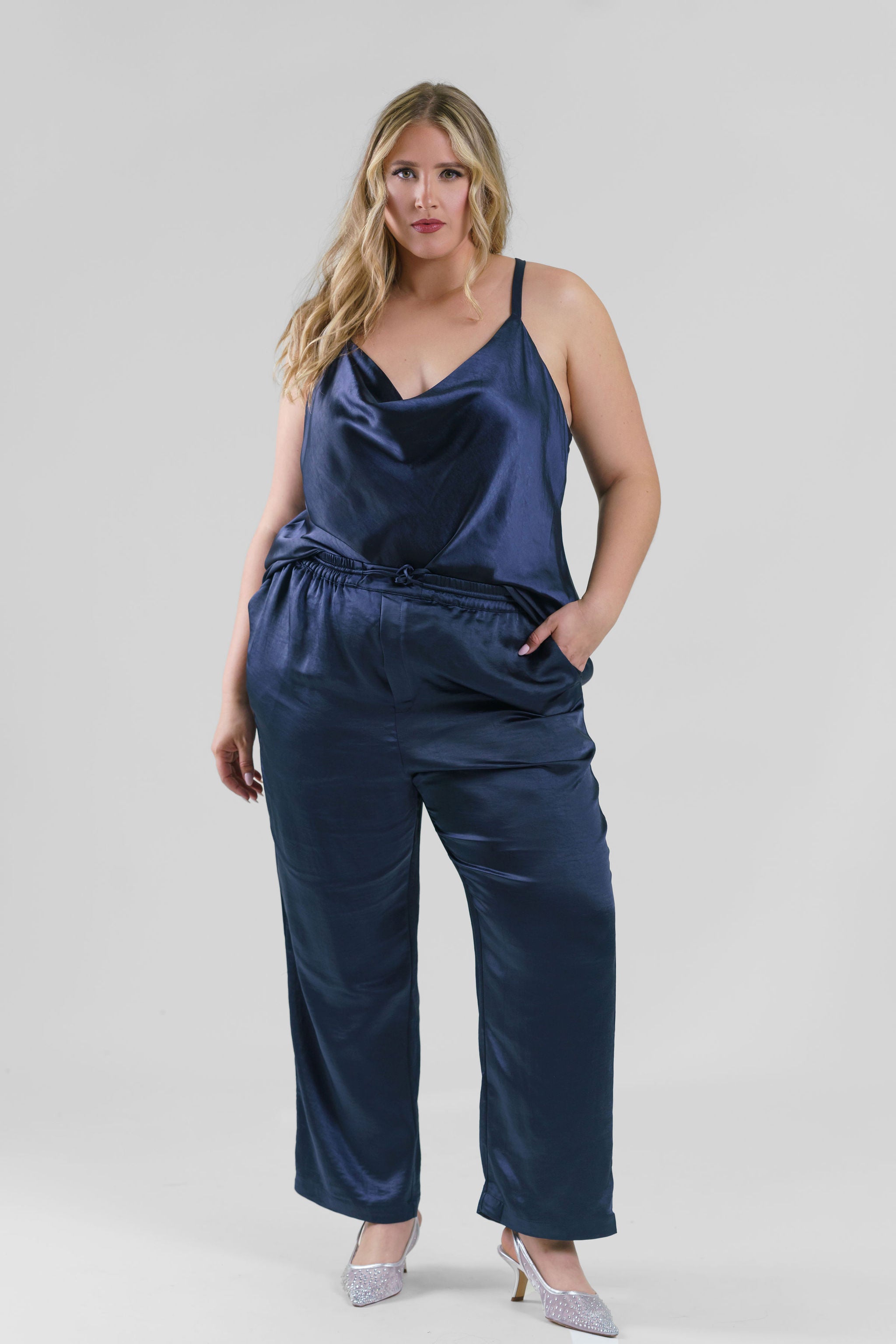 PULL ON SATIN PANTS plus-size - AMOUR781