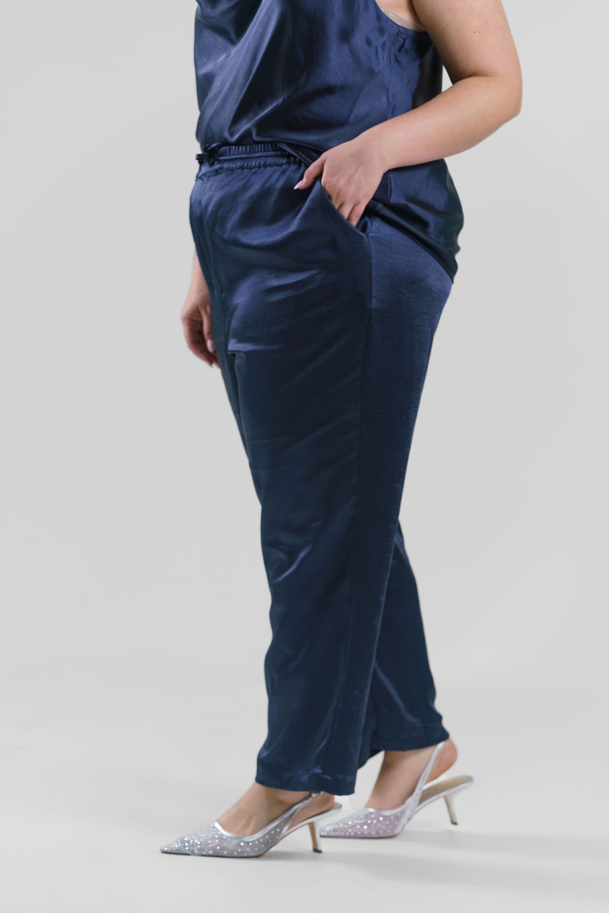 PULL ON SATIN PANTS plus-size - AMOUR781