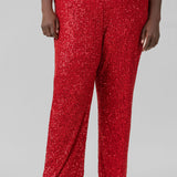 SEQUIN SEMI FLARED PANTS plus-size - AMOUR781