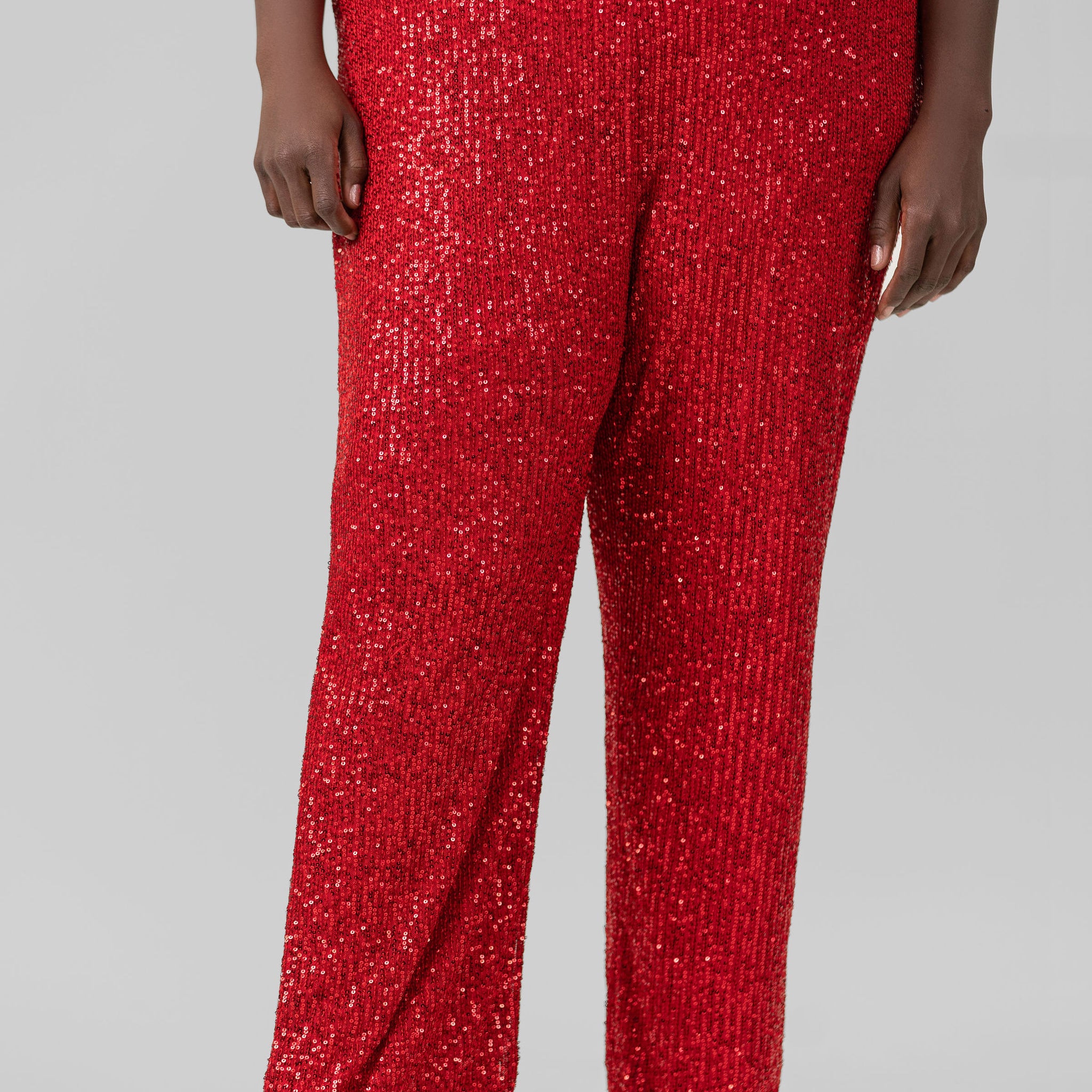 SEQUIN SEMI FLARED PANTS plus-size - AMOUR781