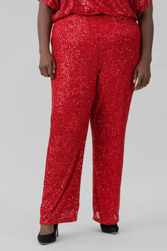 SEQUIN SEMI FLARED PANTS plus-size - AMOUR781