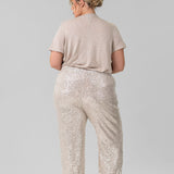 SEQUIN SEMI FLARED PANTS plus-size - AMOUR781