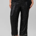 SEQUIN SEMI FLARED PANTS plus-size - AMOUR781