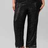 SEQUIN SEMI FLARED PANTS plus-size - AMOUR781