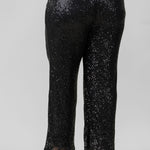 SEQUIN SEMI FLARED PANTS plus-size - AMOUR781