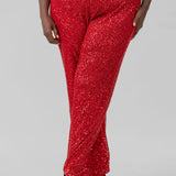 SEQUIN SEMI FLARED PANTS plus-size - AMOUR781