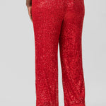 SEQUIN SEMI FLARED PANTS plus-size - AMOUR781