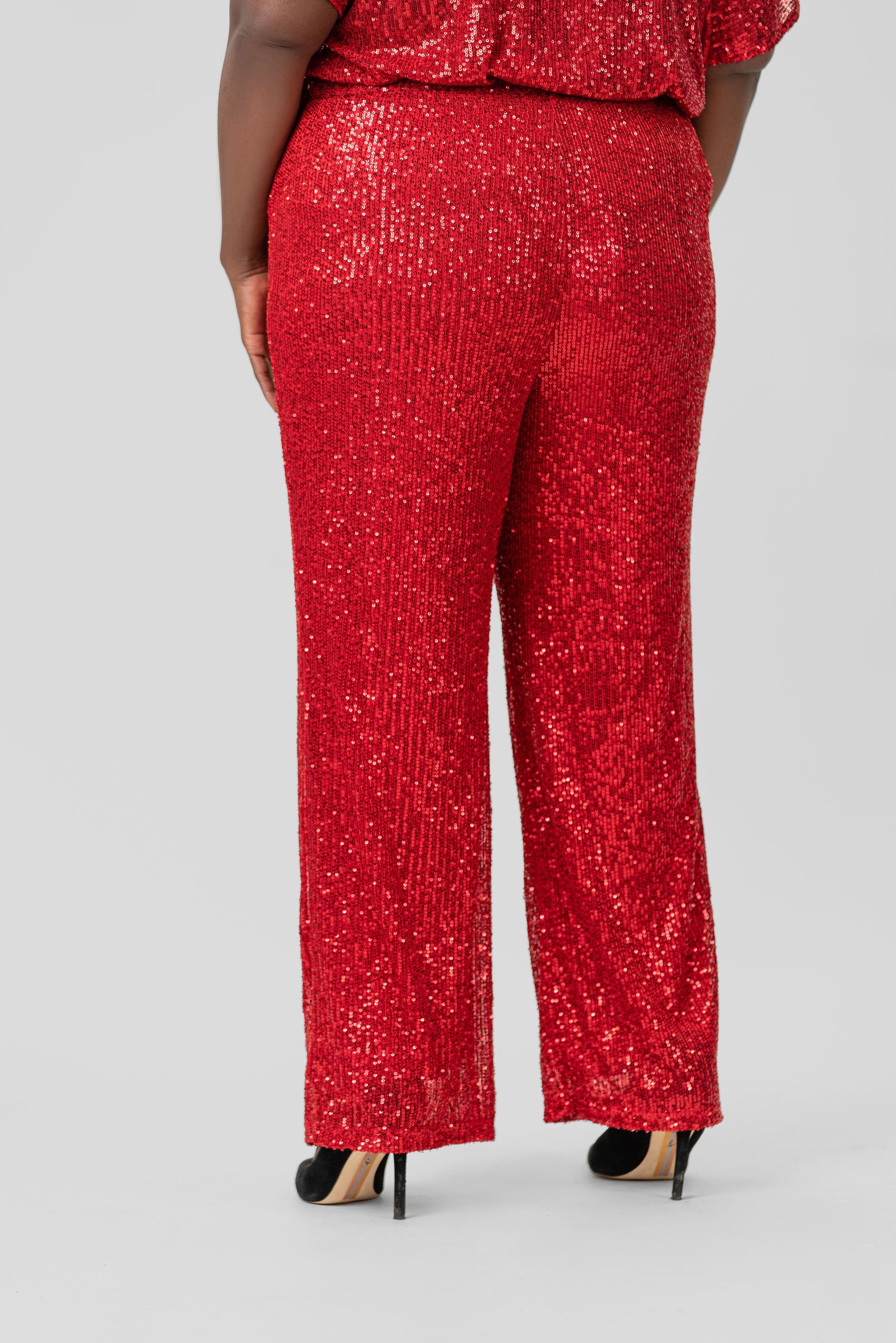 SEQUIN SEMI FLARED PANTS plus-size - AMOUR781