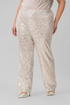 SEQUIN SEMI FLARED PANTS plus-size - AMOUR781