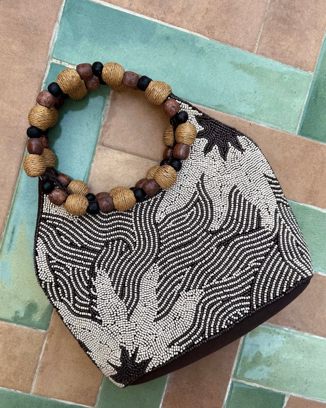 Soleil Brown Beaded Bag plus-size - AMOUR781