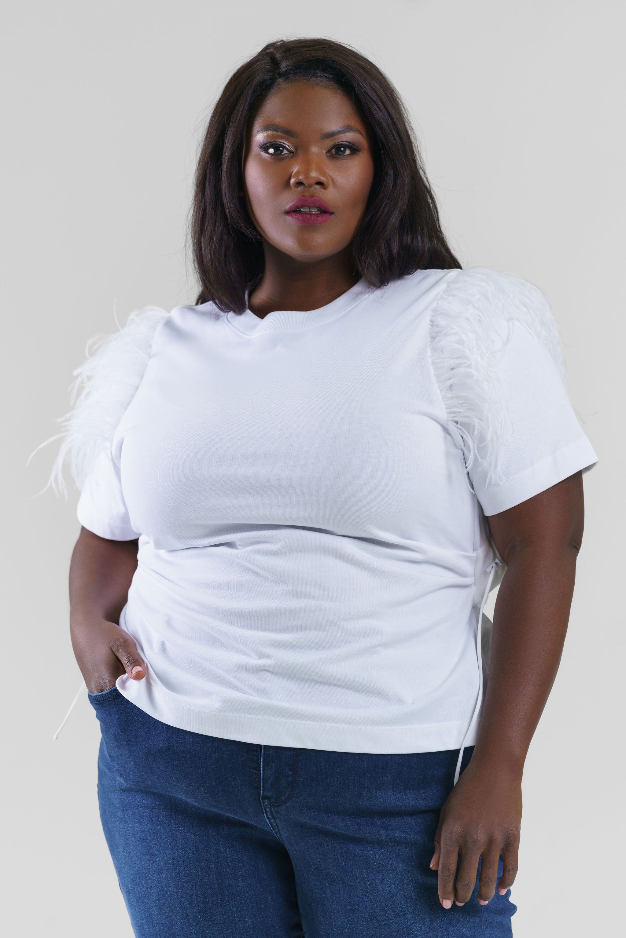 LYDIA FEATHER TOP plus-size - AMOUR781