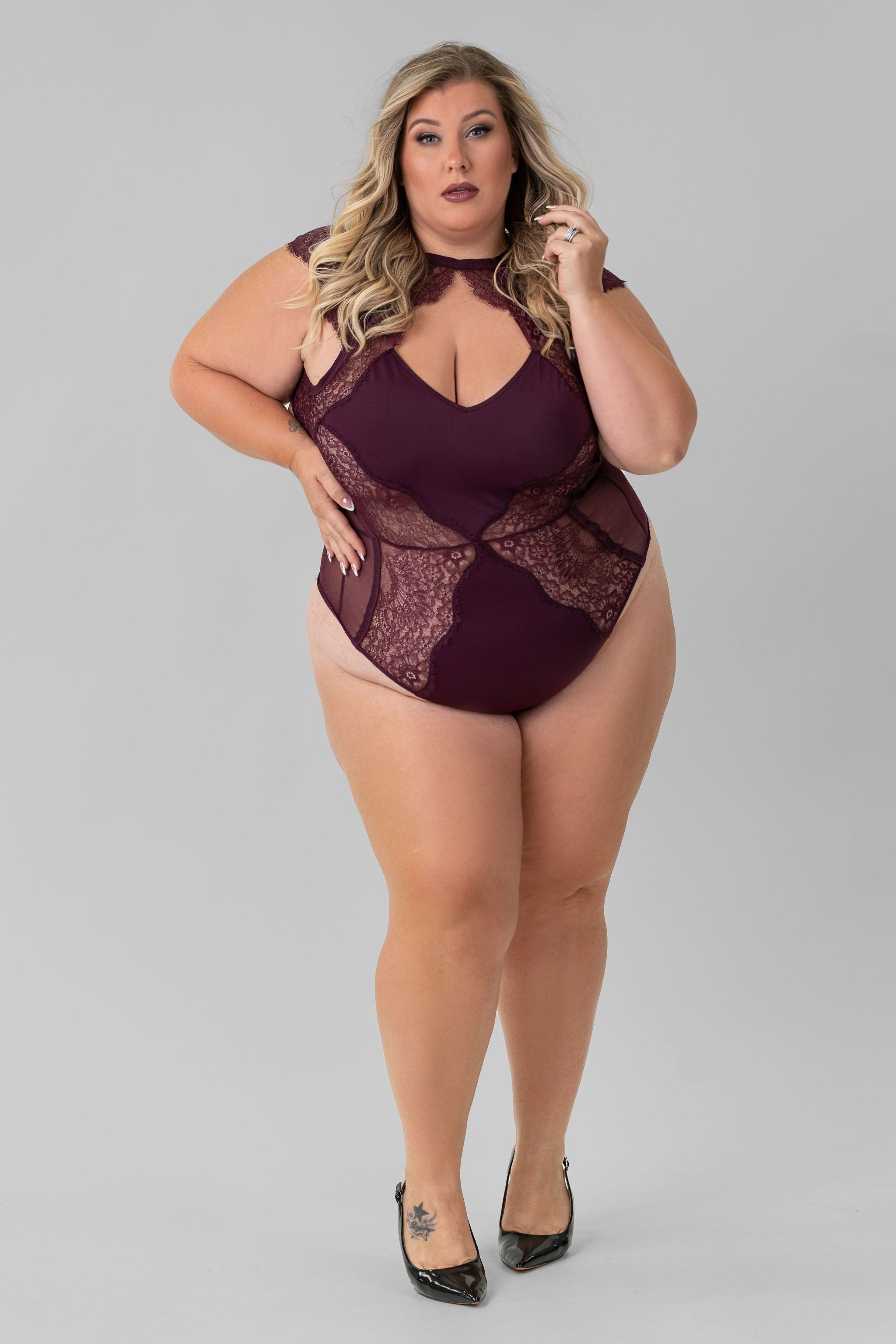 MINNA BODYSUIT- CHERRY plus-size - AMOUR781