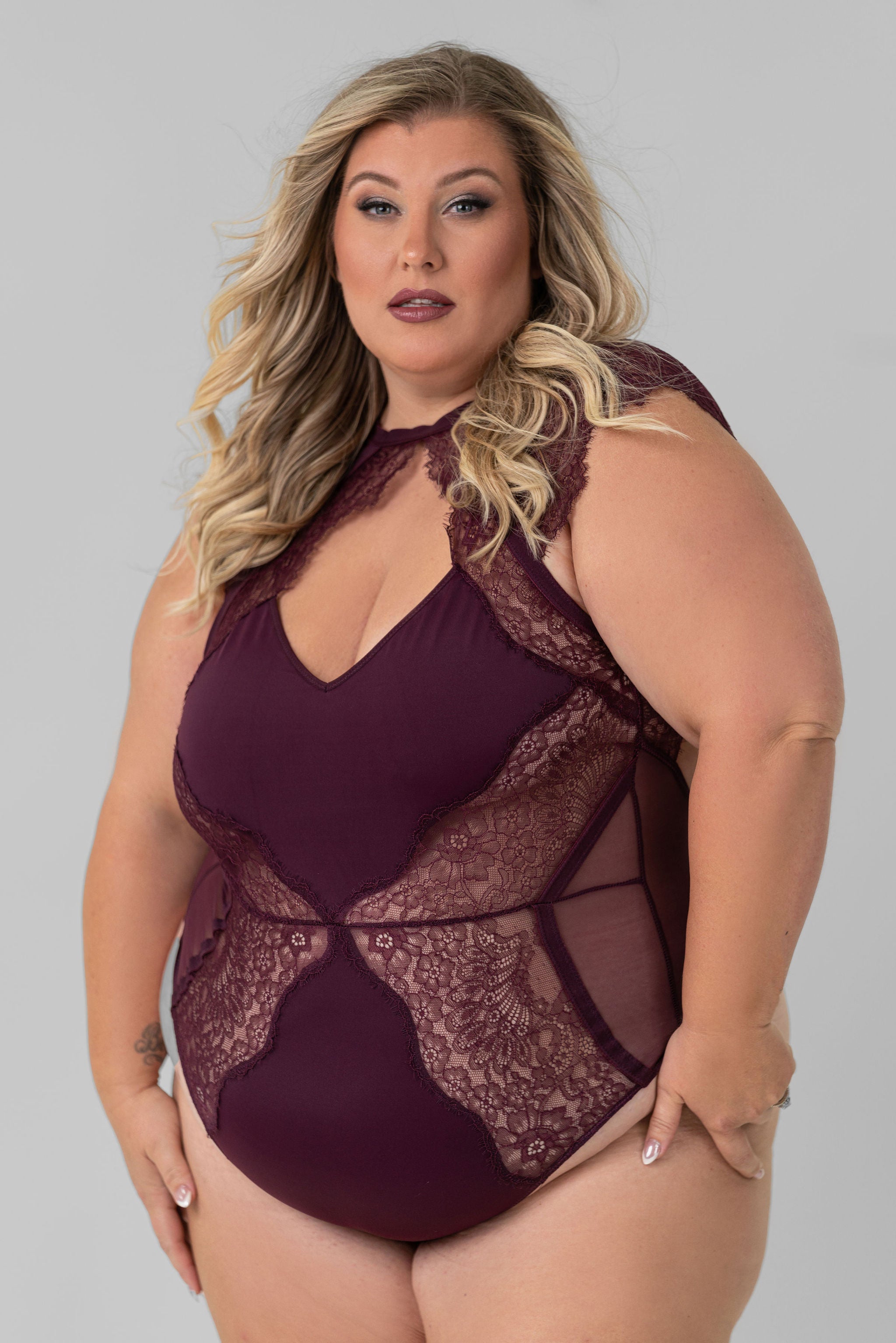 MINNA BODYSUIT- CHERRY plus-size - AMOUR781