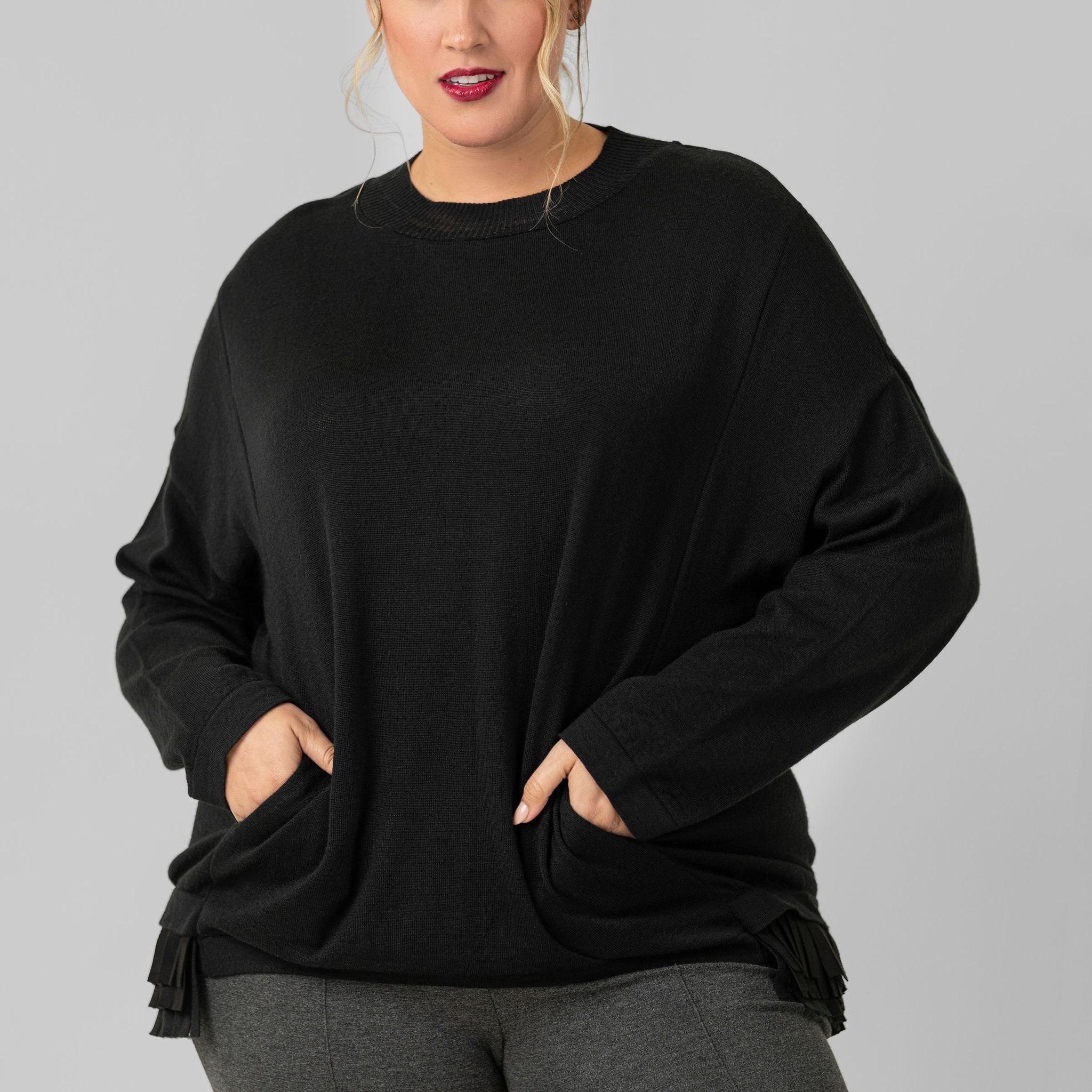 FRINGE WOOL SWEATER plus-size - AMOUR781