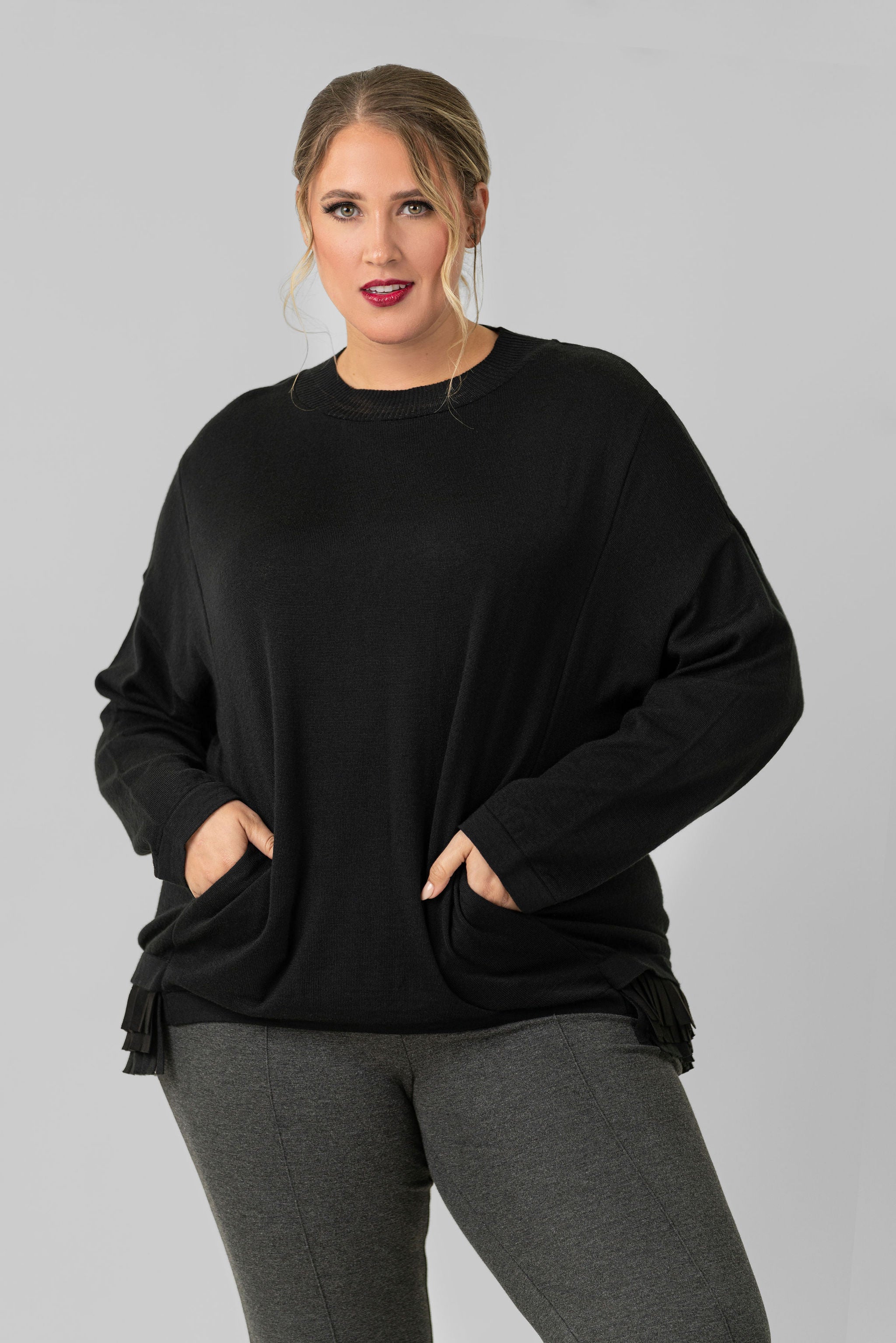 FRINGE WOOL SWEATER plus-size - AMOUR781