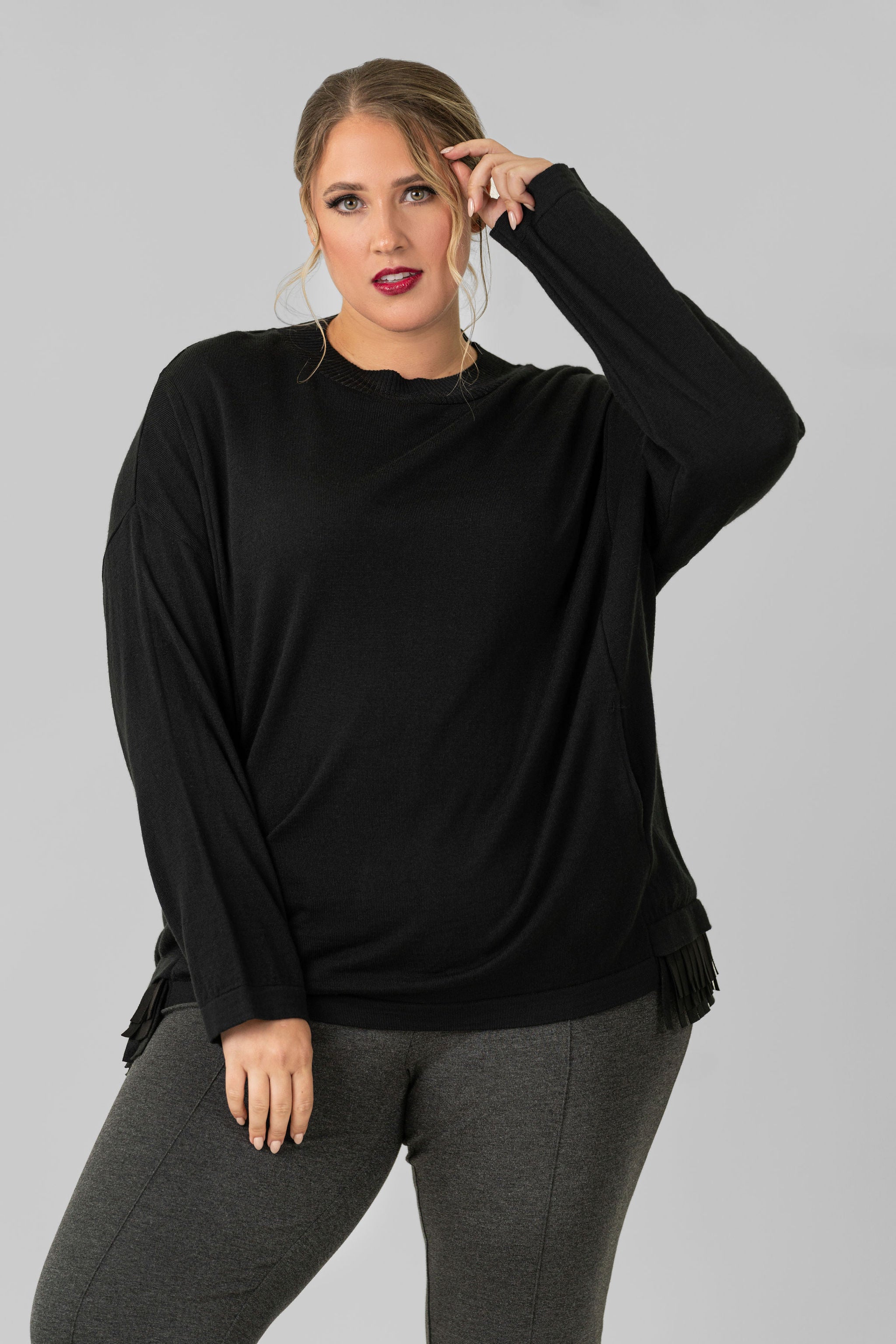 FRINGE WOOL SWEATER plus-size - AMOUR781