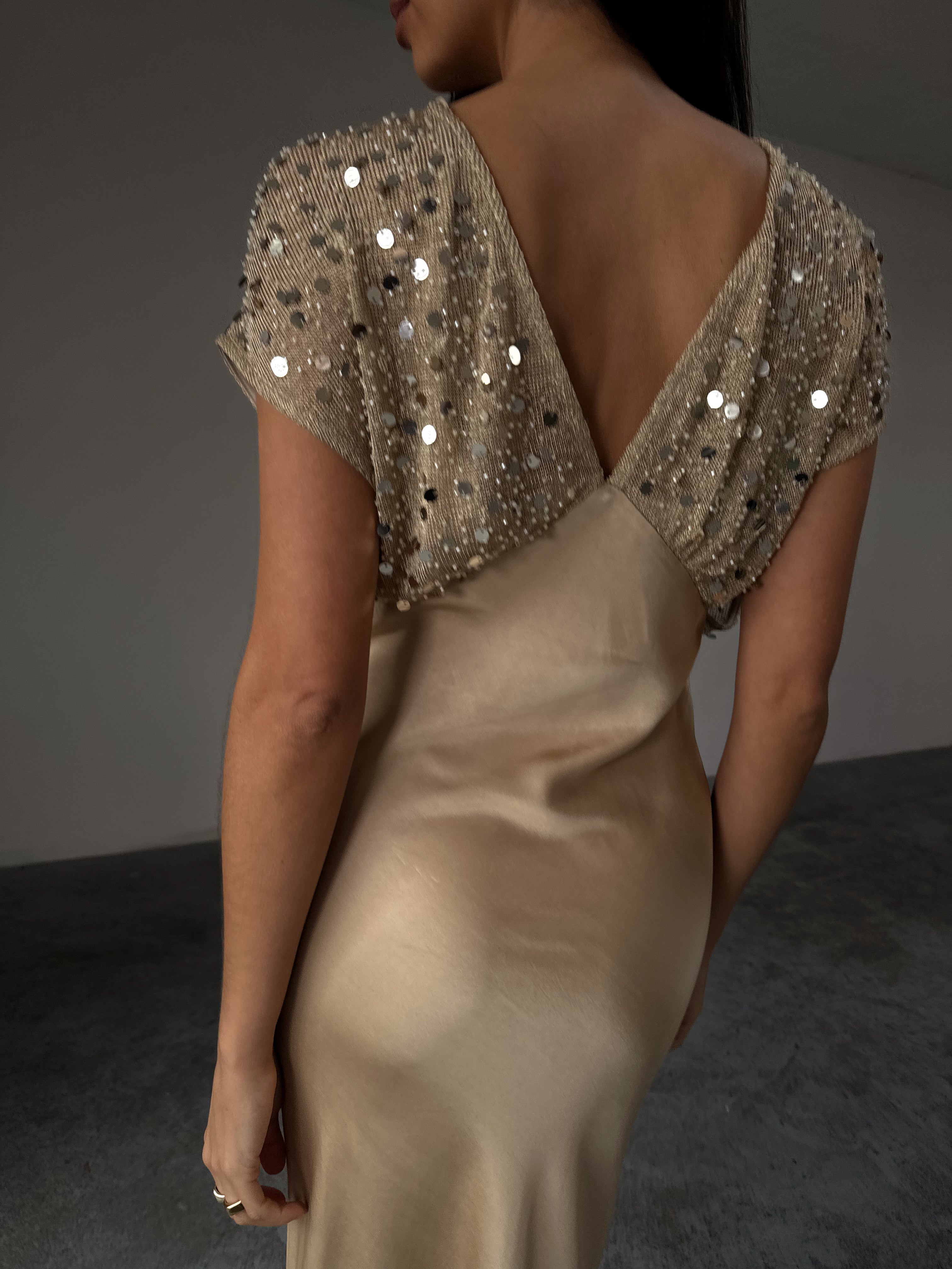 Gold Sequin Elodie Dress, 16 / Gold by Never Fully Dressed AMOUR781 Gold Sequin Elodie Dress, 16 / Gold by Never Fully Dressed AMOUR781
