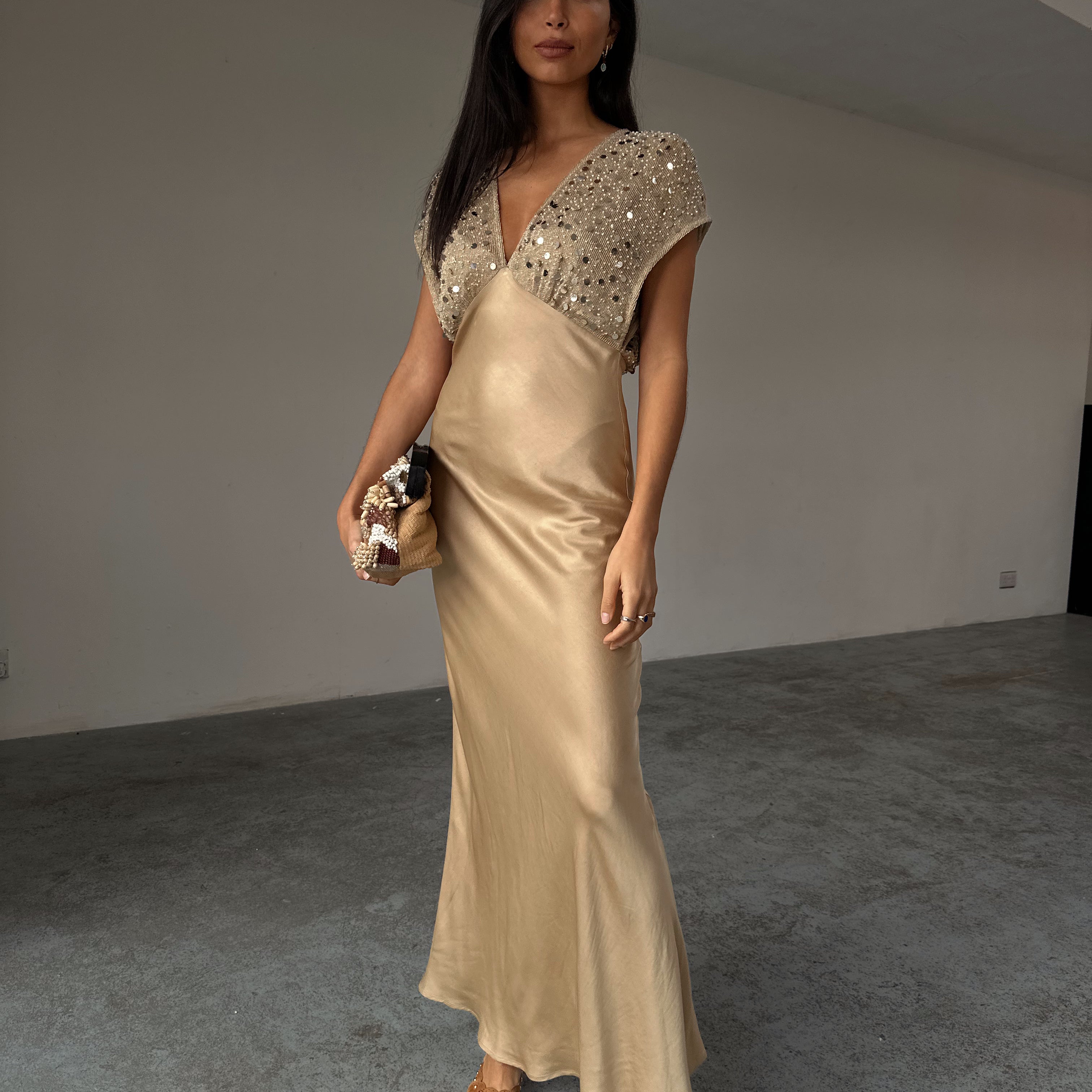 GOLD SEQUIN ELODIE DRESS plus-size - AMOUR781